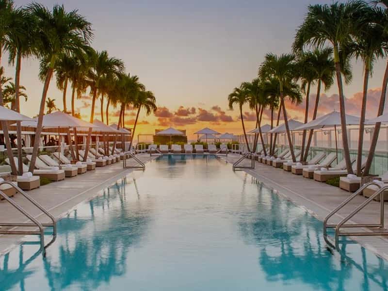 1 Hotel South Beach rooftop pool with city skyline views