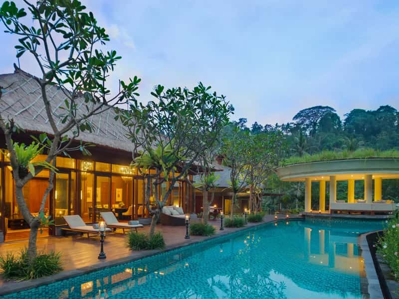 Mandapa Ritz-Carlton Reserve Bali infinity pool overlooking jungle valley
