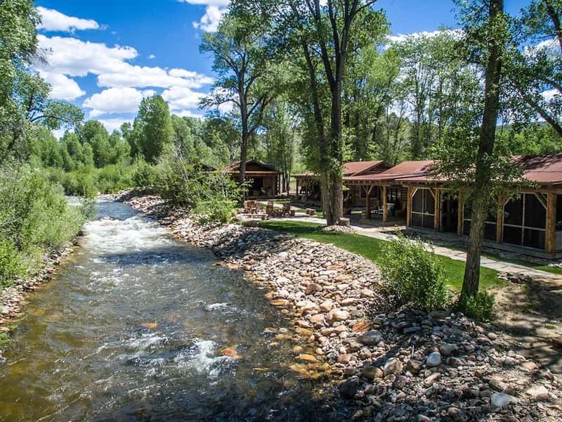 French Creek Sportsmen's Club, Brush Creek Ranch in Saratoga, Wyoming, aerial drone view