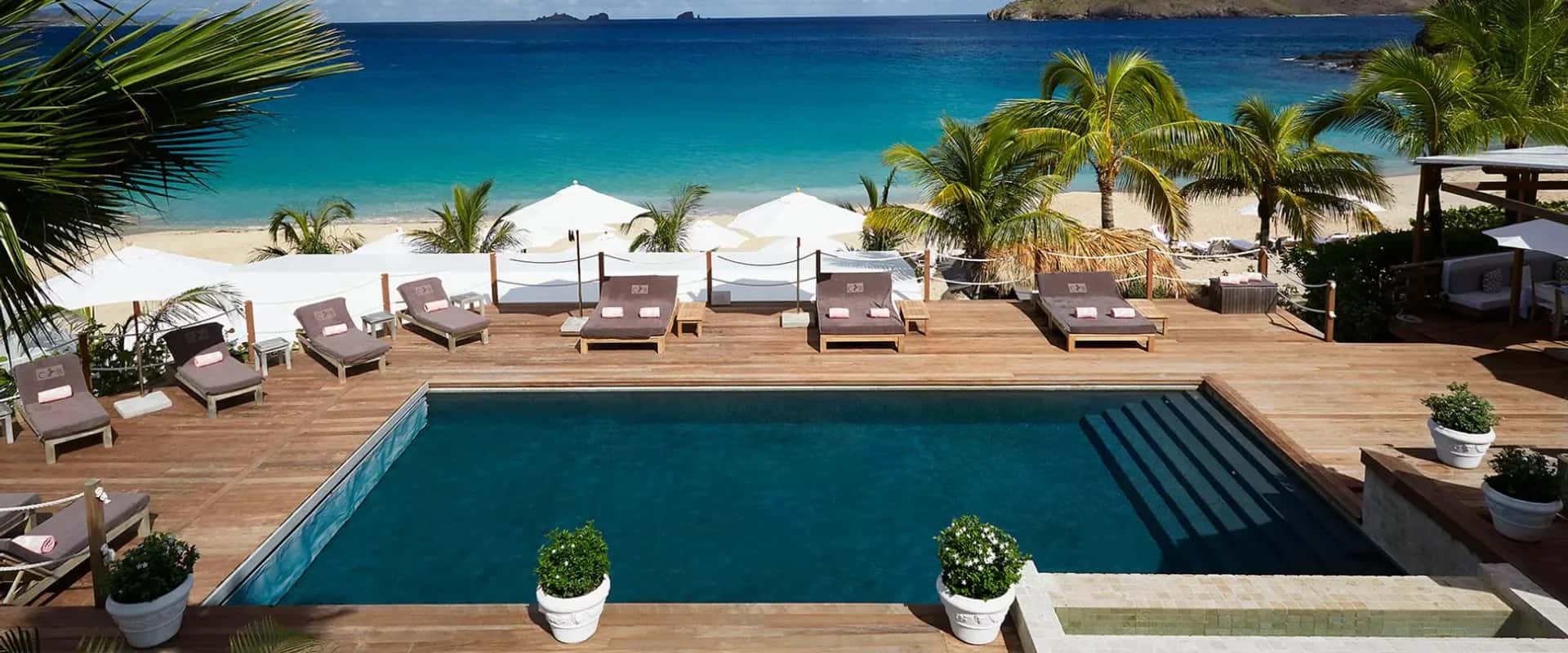 Cheval Blanc Isle de France oceanfront pool deck, St-Barths