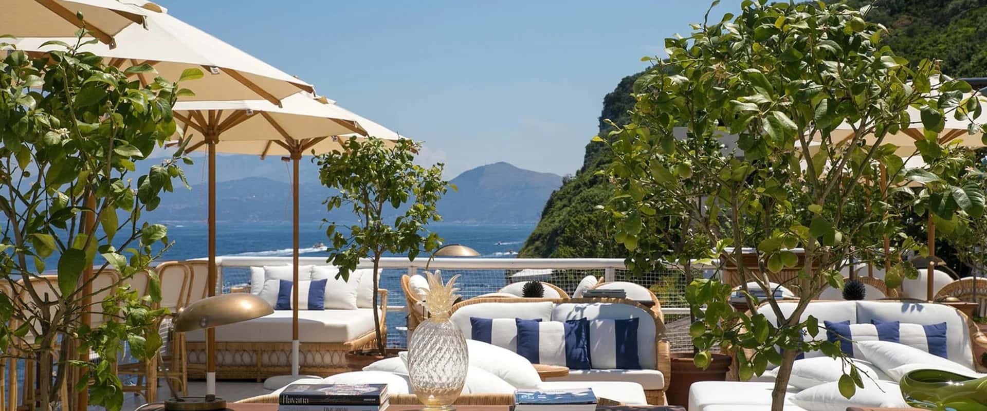 Capri Palace Jumeirah lounge terrace with view, Italy
