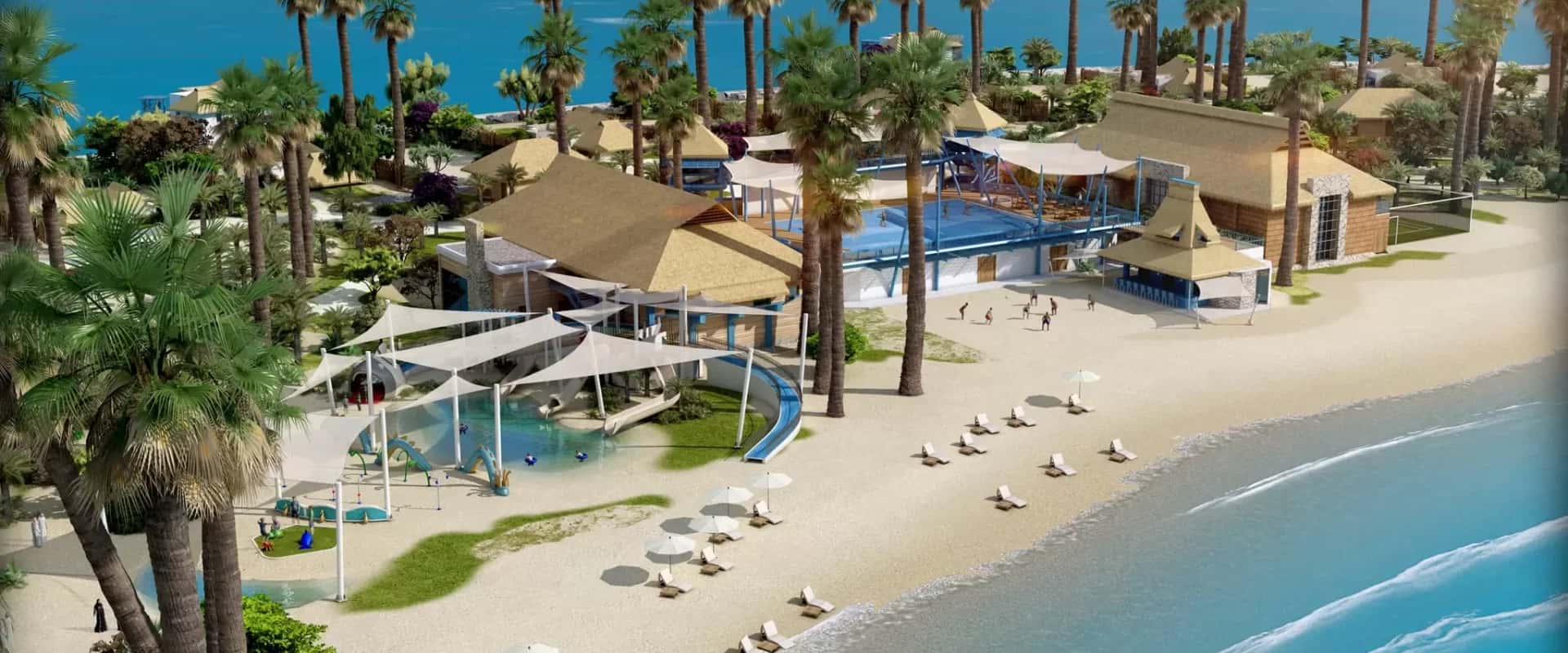 Banana Island Resort Doha by Anantara — top-down view of building and sea