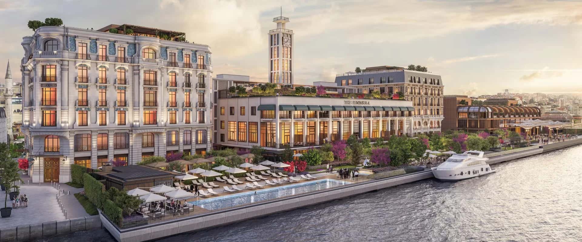 The Peninsula Istanbul exterior with Bosphorus view